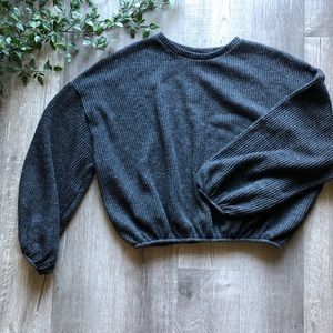Zara NWOT grey crop knit bubble sleeve and waist